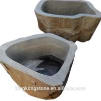 New design natural basalt bird bath for garden decoration