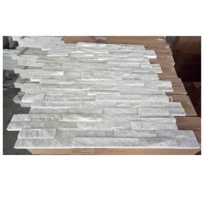 factory white quartz stacked stone for wall panel