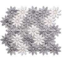 popular design bianco carrara waterjet cutting flower marble mosaic tile