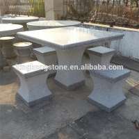 Outdoor patio stone garden table and benches set for sale